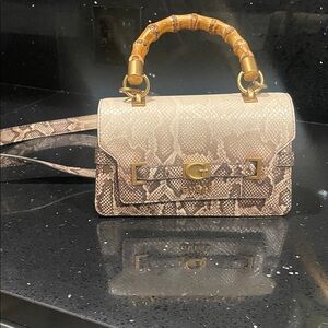 Guess Beige and Brown Snake Print Crossbody Bag
